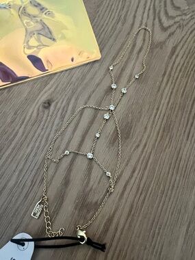 Electric Picks Gold Bezel Diamond Hand Chain nwt